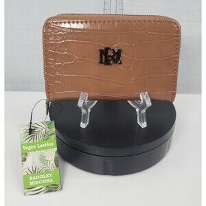 Badgley Mischka Croco Coin Purse Vegan Leather Taupe NWT